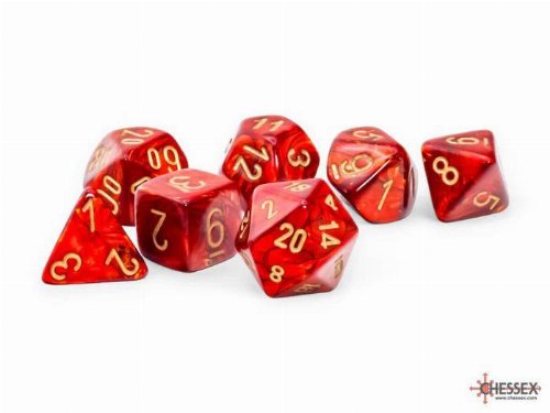 7 Dice Set Festive Mega-Hedral Scarlet with
Gold