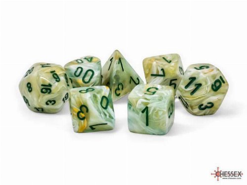 7 Dice Set Festive Mega-Hedral Green with Dark
Green