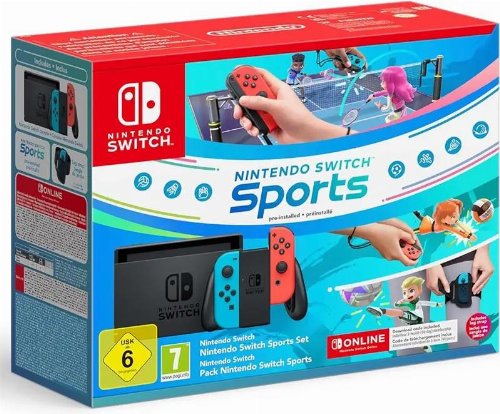 Nintendo Switch - OLED Model (Neon Red/Neon
Blue) Sports Set (Contains 12 months NSO)