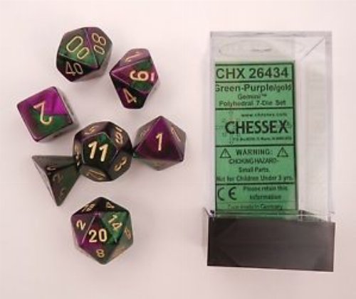 Σετ Ζάρια - 7 Dice Set Gemini Polyhedral Green-Purple
with Gold
