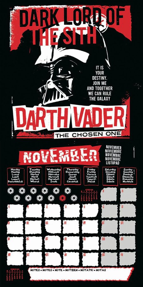 Star Wars - Villains 2025 Wall Calendar
(30x30cm)