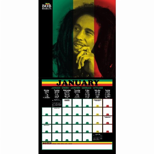 Music - Bob Marley 2025 Wall Calendar
(30x30cm)