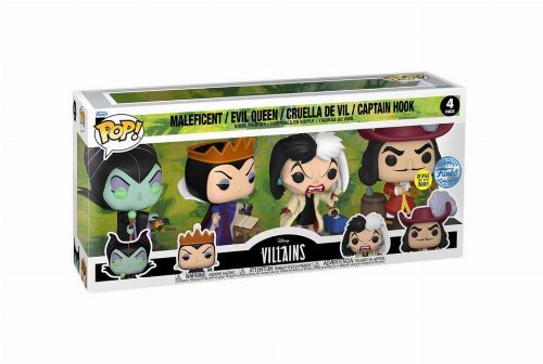 Φιγούρες Funko POP! Disney Villains - Maleficent, Evil
Queen, Cruella De Vil, Captain Hook (GITD) 4-Pack
(Exclusive)