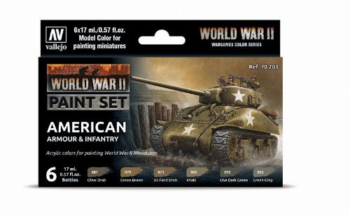 Vallejo Color - WWII American Armour & Infantry
Paint Set (6 Χρώματα)