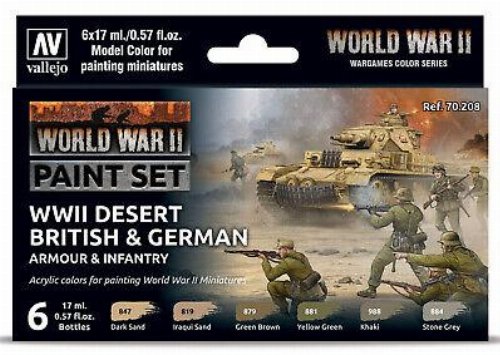 Vallejo Color - WWII Desert British and German
Armour & Infantry Paint Set (6 Colors)