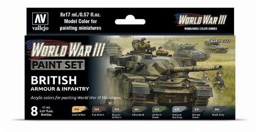 Vallejo Color - WWIII British Armour &
Infantry Paint Set (8 Colors)