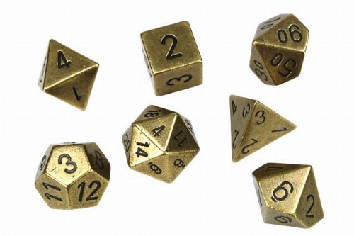 Σετ Ζάρια - 7 Dice Set Solid Metal Old
Brass