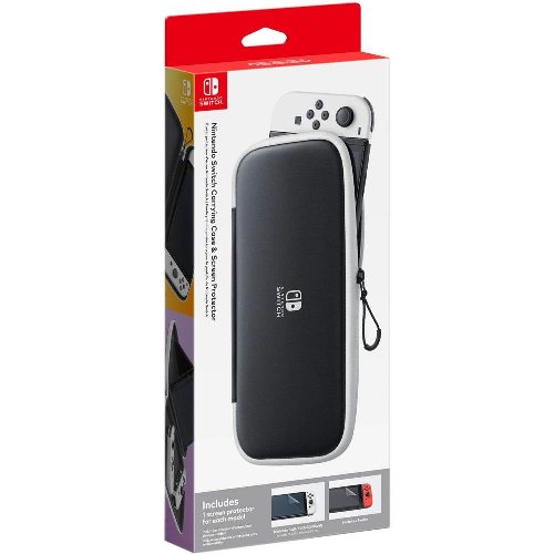 Nintendo Switch & Switch OLED - Carrying Case
& Screen Protector Black & White