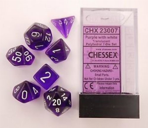 Σετ Ζάρια - 7 Dice Set Translucent Polyhedral Purple
with White
