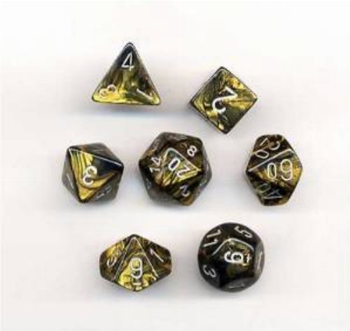 Σετ Ζάρια - 7 Dice Set Leaf Polyhedral Black Gold with
Silver