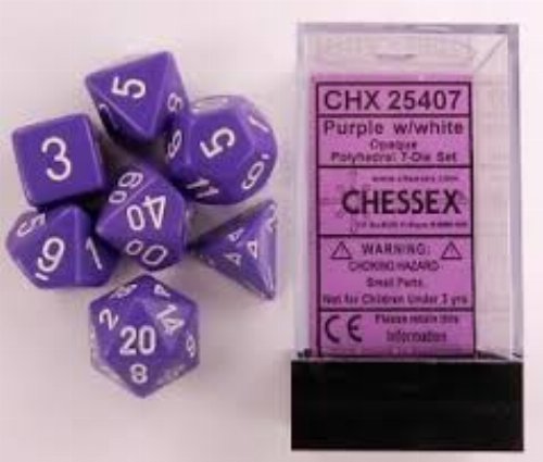 Σετ Ζάρια - 7 Dice Set Opaque Polyhedral Purple
with White