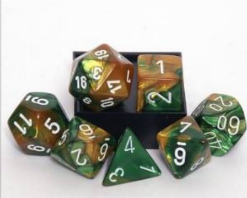 Σετ Ζάρια - 7 Dice Set Gemini Polyhedral Gold-Green
with White
