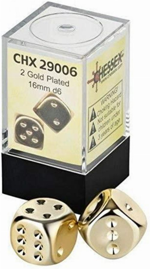 Σετ Ζάρια - 2 Gold Plated 16mm d6
Dice