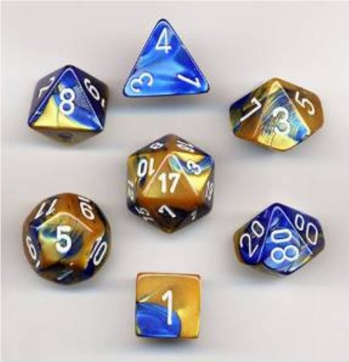 Σετ Ζάρια - 7 Dice Set Gemini Polyhedral Blue-Gold
with White