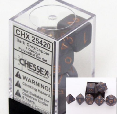 Σετ Ζάρια - 7 Dice Set Opaque Polyhedral Dark
Grey with Copper