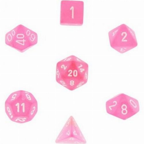Σετ Ζάρια - 7 Dice Set Frosted Polyhedral Pink
with White