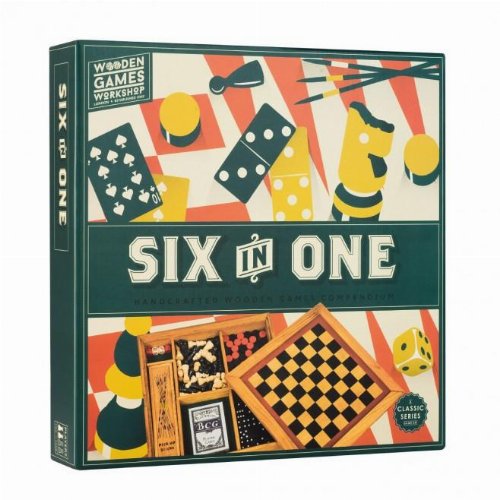 Board Game Handcrafted Wooden Game Set - Six In
One Compendium