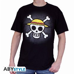 One Piece - Straw Hat Skull with Map Black T-Shirt
(L)