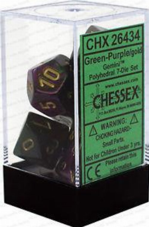 Σετ Ζάρια - 7 Dice Set Gemini Polyhedral Green-Purple
with gold