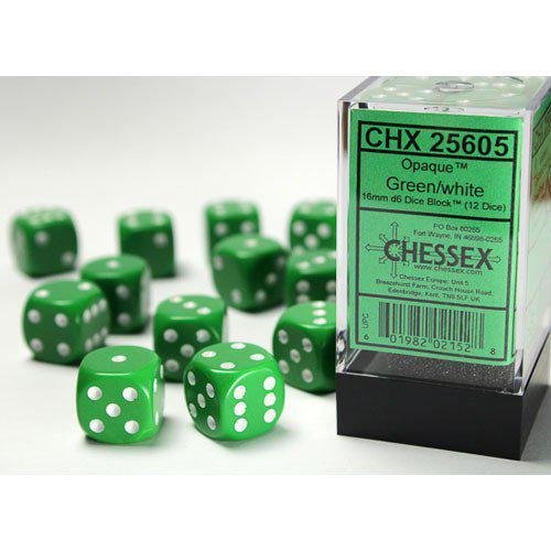 Σετ Ζάρια - 12 Opaque 16mm Pipped d6 - Green w/white
Dice Block